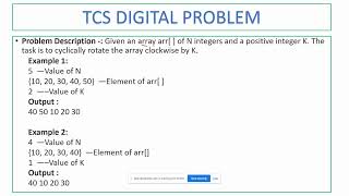 TCS DIGITAL CODING QUESTION The task is to cyclically rotate the array clockwise by K [upl. by Knute]