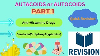 Autacoids Rapid Revision Part1 Antihistamines Serotonin or 5hydroxytryptamine pharmacology [upl. by Reid16]