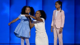 Harris’ greatnieces and Kerry Washington teach crowd to pronounce ‘Kamala’ [upl. by Hein]