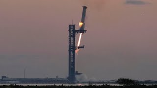 SpaceX Catches Super Heavy Rocket Booster [upl. by Karlotta984]