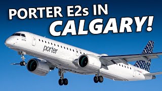 PORTER AIRLINES IN CALGARY Embraer E195E2s at YYC 4K [upl. by Ggerk]