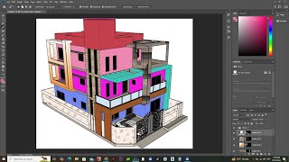 Front Elevation design In photoshop For beginner  Photoshop render tutorial [upl. by Flan]