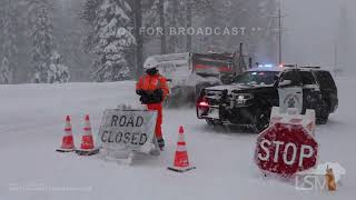 03022024 Truckee CA  Jackknifed Semi in Blizzard Conditions CHP Closure Traffic Control [upl. by Mouldon]