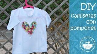 Camiseta personalizada con pompones muy fácil [upl. by Lemmueu]