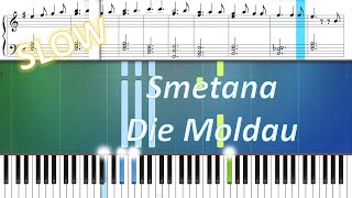 Smetana  Die Moldau easy piano tutorial slow [upl. by Victor349]