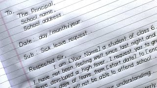 Sick Leave Application For School in English  Class 6 [upl. by Nesilla]