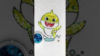 DIY Glitter Baby Shark Brooklyn coloring ideas for kids kids babyshark kidsart kidsvideo [upl. by Greg]