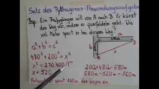 Satz des Pythagoras  Beispielaufgabe [upl. by Macswan]