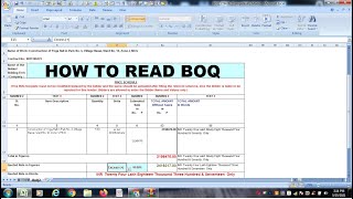 HOW TO READ BOQ  HOW TO READ TENDER DOCUMENTS [upl. by Ardnuhs]