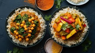 2 Easy Vegan Curry Recipes  Chickpea Spinach amp Vegetable Coconut Curry [upl. by Springer800]