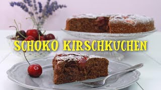 SCHOKO KIRSCHKUCHEN BACKEN  Schokokuchen mit Kirschen selber machen einfaches Rezept [upl. by Corene]