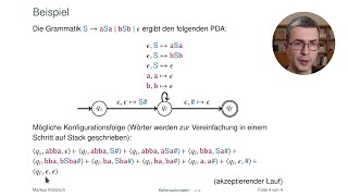 Kellerautomaten für kontextfreie Grammatiken [upl. by Danuloff]