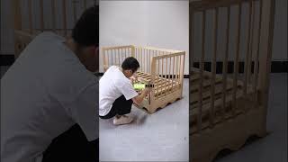 Ash wood crib multiple installation modes wood furniture woodfurniture furnituremaking [upl. by Ewold]