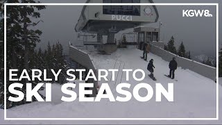 Early snow brings an early start for skiing at Timberline [upl. by Lamoureux]