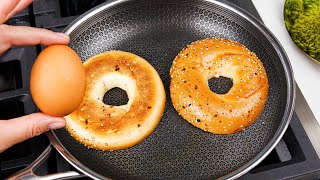 Only 3 Ingredients The Best 5 Minute Breakfast Recipe Easy and Delicious Eggs and Bagel Recipe [upl. by Goldsworthy]