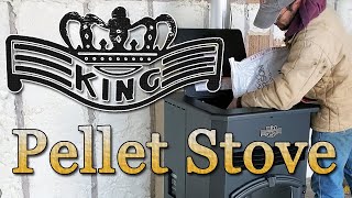 Tractor Supply King Pellet Stove KP130  Unboxing Install amp Review from our DIY Off Grid Home [upl. by Yolande]