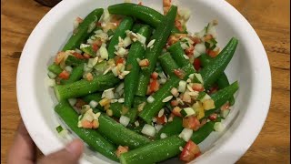 How to make simple native vegetables salad  lady finger with tomatoes and cucumber  salad [upl. by Trotta]