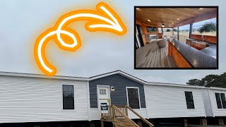 BRAND NEW mobile home w COOLEST outdoor living space EVER Prefab House Tour [upl. by Llecrup428]