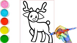 How to Draw A Reindeer for Kids Drawing Step by step  Cute Reindeer Drawing [upl. by Emelun]