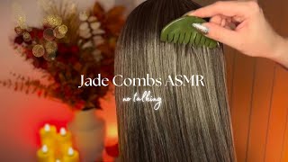 ASMR Jade Crystal Combing Sounds on Thick Hair  3 Beautiful Combs for Sleep amp Deep Relaxation [upl. by Yartnod65]