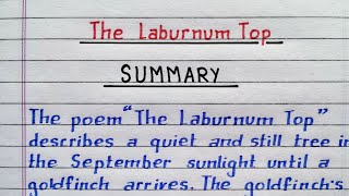 The Laburnum Top  summary of the poem  class 11 English poem  NCERT  NotesLibrary [upl. by Nigle]