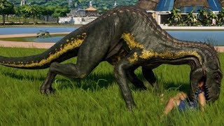 Jurassic World Evolution  Indoraptor amp Indominus Rex Camouflage Breakout amp Fight 1080p 60FPS [upl. by Feldt]