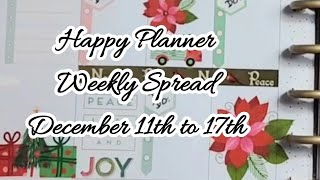 Happy Planner Weekly Spread December 11th to 17th Holiday Themed using Christmas Sticker Book [upl. by Westbrook774]