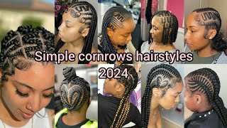 Simple cornrows hairstyles 2024  All back cornrow braids styles  Braids Hairstyle [upl. by Gabrila]