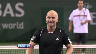 2010 Hit for Haiti Indian Wells SamprasFederer vs AgassiNadal HD [upl. by Assira314]