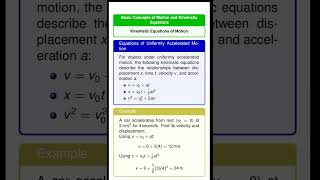 Kinematic Equations of Motion physics exam motion kinematics [upl. by Uno]