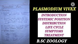 PLASMODIUM VIVAX HINDI EXPLAINATION plasmodium plasmodiumvivax zoologynotes msc bsc3rdyear [upl. by Zeta]