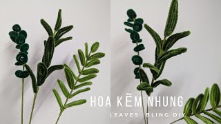 DIY pipe cleaner leaves làm lá điểm kẽm nhung handmade flowers tutorial diyflower diycrafts [upl. by Ymassej962]