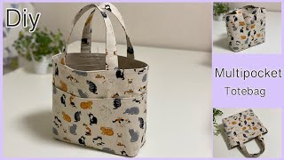 ポケットのいっぱいトートバッグHow To Make Multipocket Totebag Easy Sewing Tutorials Diy [upl. by Covell371]