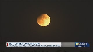 Septembers supermoon and partial eclipse [upl. by Latsirc386]