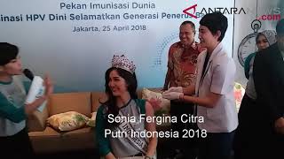 ANTARANEWS  Putri Indonesia 2018 divaksin HPV apa komentarnya [upl. by Irmina798]