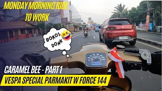 Monday Morning Ride To work  Caramel Bee Vespa Special Parmakit WForce 144  Part 1 [upl. by Hsetih]