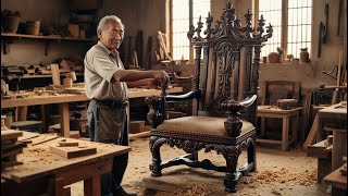 The Skills Of a 70 Year Old Carpenter Create a Royal Chair Of Extremely High Class  Woodworking Art [upl. by Duthie23]