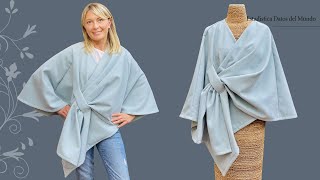 How to Make Modern and Elegant Cape Poncho  Sewing for Beginners  DIY Poncho [upl. by Leslie]