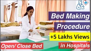 OpenClose Bed making procedure l Bedmaking Part 2 l Medical and Nursing l Rashmi Rajora from [upl. by Talia]