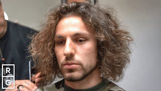 Army Haircut LONG Curly Hair CUT OFF for the ARMY  Huge Haircut TRANSFORMATION [upl. by Ecirtnahc]