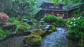 The Sound Of Rain In A Japanese Zen Garden Next To a Stream 🌧️ Rain Sound For Sleep Fast amp Relax [upl. by Eiramrefinnej]