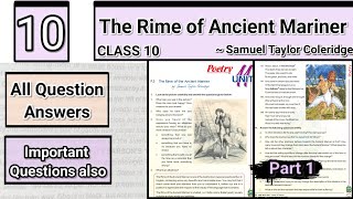 The Rime of Ancient Mariner Question Answer Chapter 10 Class 10 English Literature [upl. by Ahtenak403]