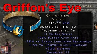 D2R Unique Items  Griffons Eye Diadem [upl. by Atalie]