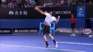 Grigor Dimitrov massive racquet smash  Australian Open 2015 [upl. by Parthenia988]