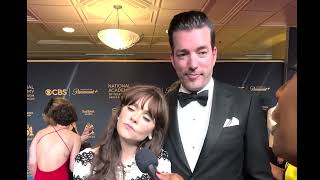 Zooey Deschanel and Jonathan Scott on 2024 Daytime Emmys red carpet [upl. by Blockus]