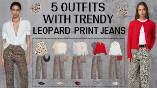 5 outfits with trendy LEOPARDprint jeans [upl. by Carn]