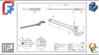 Comment coter une clé à mollette avec TechDraw dans FreeCAD 11 [upl. by Atwood]