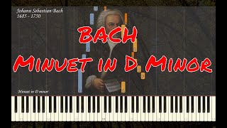 JS Bach  Minuet in D Minor  Piano Synthesia Tutorial  Library of Music [upl. by Nnylyma619]