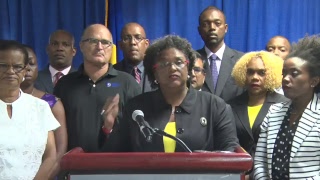 Prime Minister Mottley Press Briefing meeting of social partners [upl. by Dnalon]