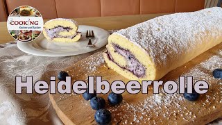 Heidelbeerrolle  Blaubeerrolle  Backen mit Heidelbeeren  Blaubeerkuchen  Heidelbeerroulade [upl. by Oileduab]